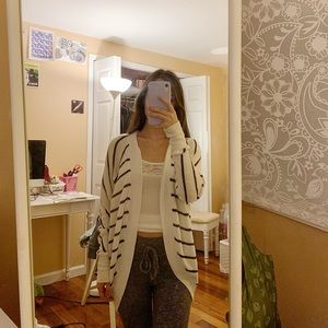 Black and white striped cardigan
